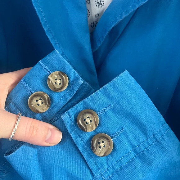 L.L. Bean Jacket Size 18W Blue Button Front Collared V-Neck Cotton Chino Blazer - Picture 4 of 7